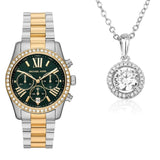 Buy Shop Michael Kors Lexington Chronograph Green Dial Two Tone Steel Strap Watch For Women - MK7303 USA Online