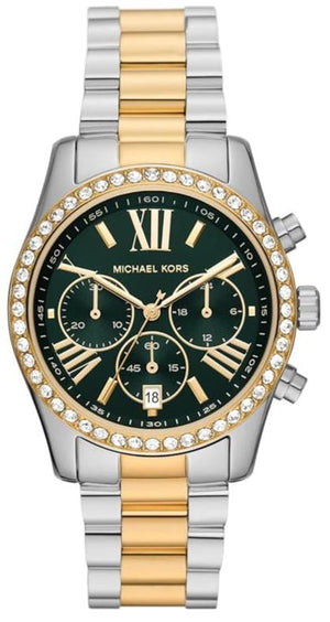 Buy Shop Michael Kors Lexington Chronograph Green Dial Two Tone Steel Strap Watch For Women - MK7303 USA Online
