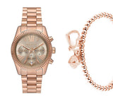 Buy Shop Michael Kors Lexington Chronograph Grey Dial Rose Gold Steel Strap Watch For Women - MK7217 USA Online