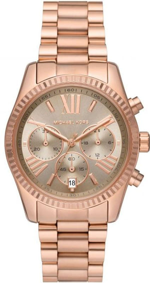 Buy Shop Michael Kors Lexington Chronograph Grey Dial Rose Gold Steel Strap Watch For Women - MK7217 USA Online