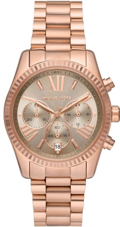 Buy Shop Michael Kors Lexington Chronograph Grey Dial Rose Gold Steel Strap Watch For Women - MK7217 USA Online