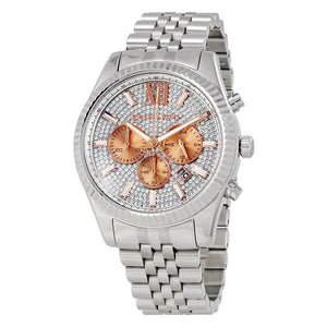 Buy Shop Michael Kors Lexington Chronograph Silver Dial Silver Steel Strap Watch for Men - MK8515 USA Online