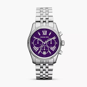 Buy Shop Michael Kors Lexington Chronograph Purple Dial Silver Steel Strap Watch For Women - MK6223 USA Online