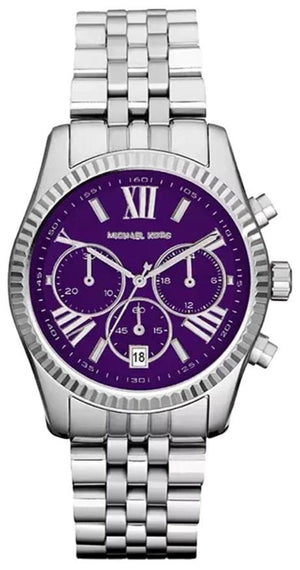 Buy Shop Michael Kors Lexington Chronograph Purple Dial Silver Steel Strap Watch For Women - MK6223 USA Online
