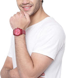 Buy Shop Michael Kors Lexington Chronograph Red Dial Red Steel Strap Watch For Men - MK8814 USA Online