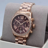Buy Shop Michael Kors Lexington Chronograph Red Dial Rose Gold Steel Strap Watch For Women - MK7275 USA Online