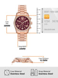 Buy Shop Michael Kors Lexington Chronograph Red Dial Rose Gold Steel Strap Watch For Women - MK7275 USA Online