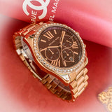 Buy Shop Michael Kors Lexington Chronograph Red Dial Rose Gold Steel Strap Watch For Women - MK7275 USA Online
