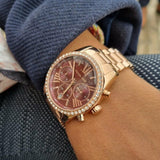 Buy Shop Michael Kors Lexington Chronograph Red Dial Rose Gold Steel Strap Watch For Women - MK7275 USA Online