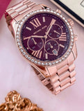 Buy Shop Michael Kors Lexington Chronograph Red Dial Rose Gold Steel Strap Watch For Women - MK7275 USA Online
