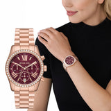 Buy Shop Michael Kors Lexington Chronograph Red Dial Rose Gold Steel Strap Watch For Women - MK7275 USA Online