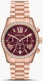 Buy Shop Michael Kors Lexington Chronograph Red Dial Rose Gold Steel Strap Watch For Women - MK7275 USA Online