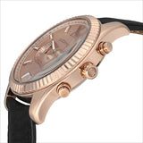 Buy Shop Michael Kors Lexington Chronograph Rose Gold Dial Black Leather Strap Watch For Men - MK8516 USA Online