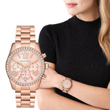 Buy Shop Michael Kors Lexington Chronograph Rose Gold Dial Rose Gold Steel Strap Watch for Women - MK7242 USA Online