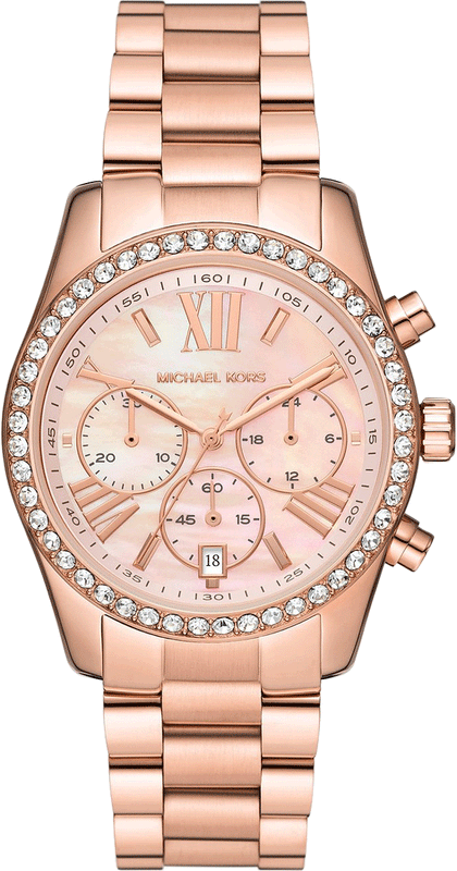Buy Shop Michael Kors Lexington Chronograph Rose Gold Dial Rose Gold Steel Strap Watch for Women - MK7242 USA Online