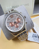 Buy Shop Michael Kors Lexington Chronograph Silver Dial Silver Steel Strap Watch for Men - MK8515 USA Online
