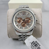 Buy Shop Michael Kors Lexington Chronograph Silver Dial Silver Steel Strap Watch for Men - MK8515 USA Online
