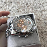 Buy Shop Michael Kors Lexington Chronograph Silver Dial Silver Steel Strap Watch for Men - MK8515 USA Online