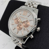 Buy Shop Michael Kors Lexington Chronograph Silver Dial Silver Steel Strap Watch for Men - MK8515 USA Online