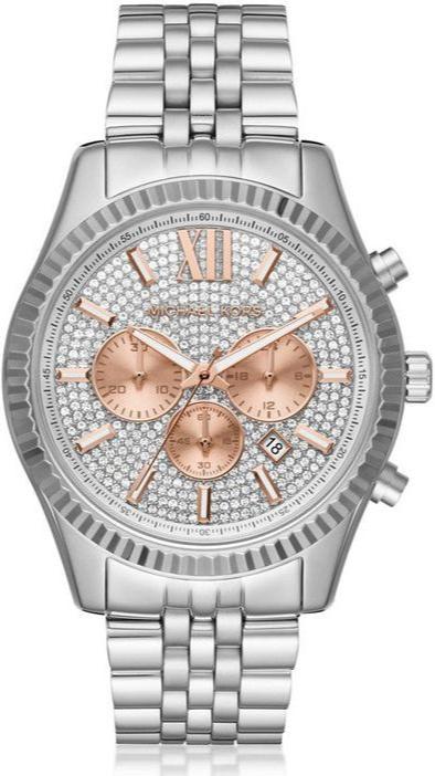 Buy Shop Michael Kors Lexington Chronograph Silver Dial Silver Steel Strap Watch for Men - MK8515 USA Online