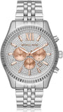 Buy Shop Michael Kors Lexington Chronograph Silver Dial Silver Steel Strap Watch for Men - MK8515 USA Online