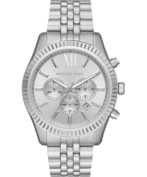 Buy Shop Michael Kors Lexington Chronograph Silver Dial Silver Steel Strap Watch For Men - MK8789 USA Online