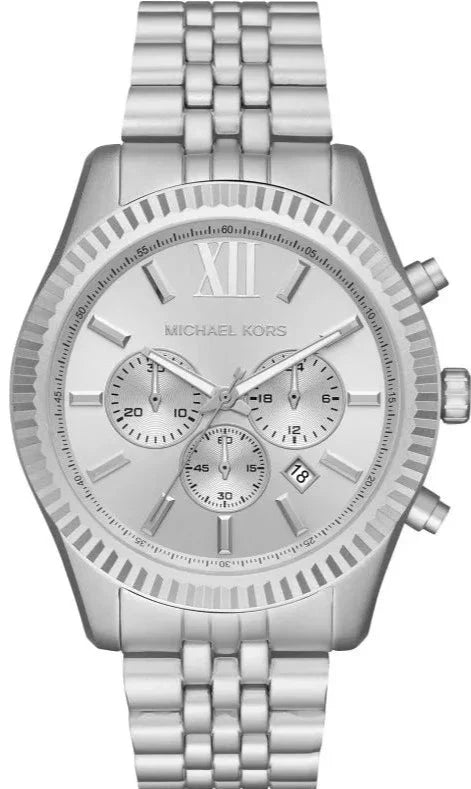 Buy Shop Michael Kors Lexington Chronograph Silver Dial Silver Steel Strap Watch For Men - MK8789 USA Online