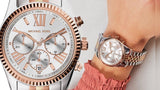 Buy Shop Michael Kors Lexington Chronograph Silver Dial Two Tone Steel Strap Watch for Women - MK5735 USA Online