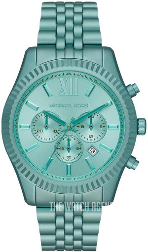 Buy Shop Michael Kors Lexington Chronograph Turquoise Dial Turquoise Steel Strap Watch For Men - MK8793 USA Online