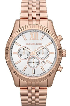 Buy Shop Michael Kors Lexington Chronograph White Dial Rose Gold Steel Strap Watch For Women - MK8313 USA Online