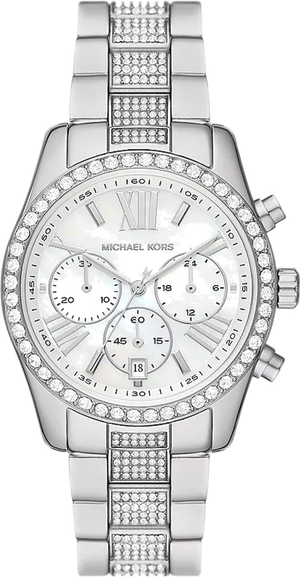 Buy Shop Michael Kors Lexington Chronograph White Dial Silver Steel Strap Watch For Women - MK7243 USA Online
