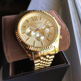 Buy Shop Michael Kors Lexington Gold Dial Gold Steel Strap Watch for Men - MK8281 USA Online