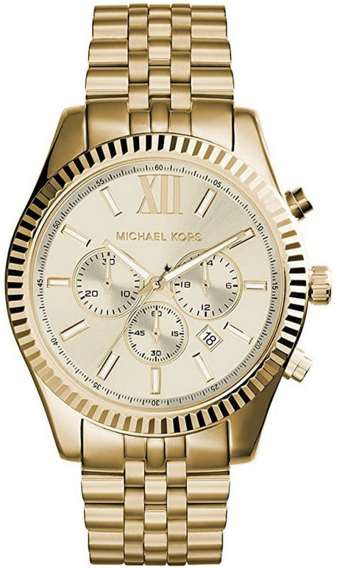 Buy Shop Michael Kors Lexington Gold Dial Gold Steel Strap Watch for Men - MK8281 USA Online
