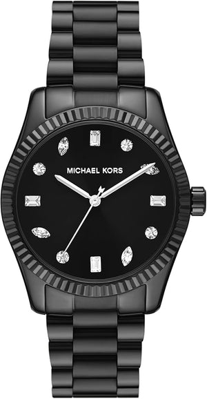 Buy Shop Michael Kors Lexington Lux Black Dial Black Steel Strap Watch For Women - MK7442 USA Online