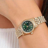 Buy Shop Michael Kors Lexington Pave Three-Hand Green Dial Gold Steel Strap Watch for Women - MK4842 USA Online