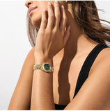 Buy Shop Michael Kors Lexington Pave Three-Hand Green Dial Gold Steel Strap Watch for Women - MK4842 USA Online