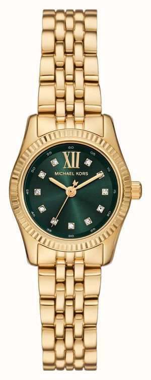 Buy Shop Michael Kors Lexington Pave Three-Hand Green Dial Gold Steel Strap Watch for Women - MK4842 USA Online