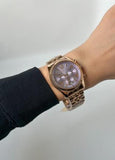 Buy Shop Michael Kors Lexington Purple Dial Rose Gold Steel Strap Watch For Women - MK6207 USA Online
