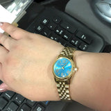Buy Shop Michael Kors Lexington Quartz Blue Dial Gold Steel Strap Watch For Women - MK3271 USA Online