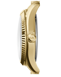 Buy Shop Michael Kors Lexington Quartz Blue Dial Gold Steel Strap Watch For Women - MK3271 USA Online