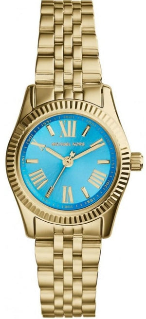 Buy Shop Michael Kors Lexington Quartz Blue Dial Gold Steel Strap Watch For Women - MK3271 USA Online