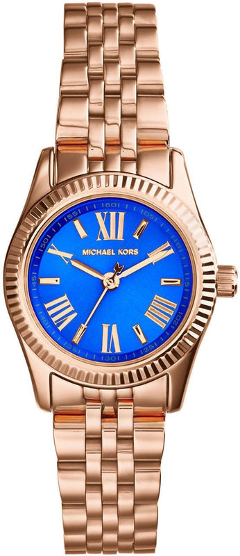Buy Shop Michael Kors Lexington Quartz Blue Dial Rose Gold Steel Strap Watch For Women - MK3272 USA Online