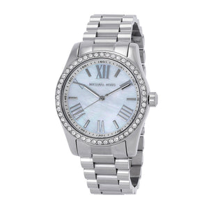Buy Shop Michael Kors Lexington Crystals Mother of Pearl White Dial Silver Steel Strap Watch for Women - MK1087 USA Online