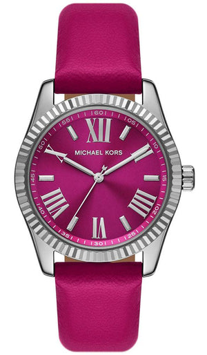 Buy Shop Michael Kors Lexington Quartz Fuchsia Dial Fuchsia Leather Strap Watch For Women - MK4749 USA Online