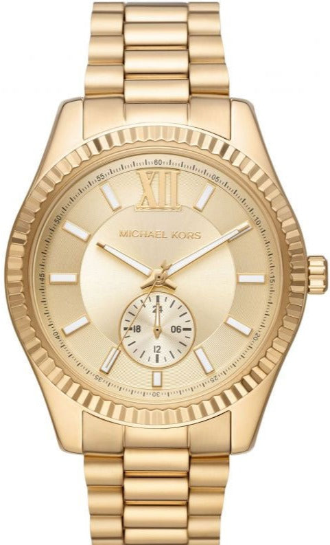Buy Shop Michael Kors Lexington Quartz Gold Dial Gold Steel Strap Watch For Men - MK8947 USA Online