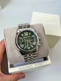 Buy Shop Michael Kors Lexington Quartz Green Dial Silver Steel Strap Watch For Women - MK6222 USA Online