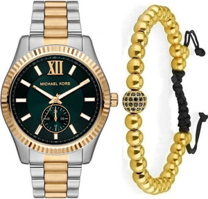 Buy Shop Michael Kors Lexington Quartz Green Dial Two Tone Steel Strap Watch For Men - MK9063 USA Online