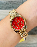 Buy Shop Michael Kors Lexington Quartz Orange Dial Gold Steel Strap Watch For Women - MK3284 USA Online
