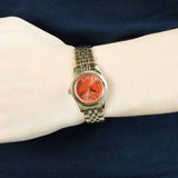 Buy Shop Michael Kors Lexington Quartz Orange Dial Gold Steel Strap Watch For Women - MK3284 USA Online