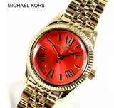 Buy Shop Michael Kors Lexington Quartz Orange Dial Gold Steel Strap Watch For Women - MK3284 USA Online